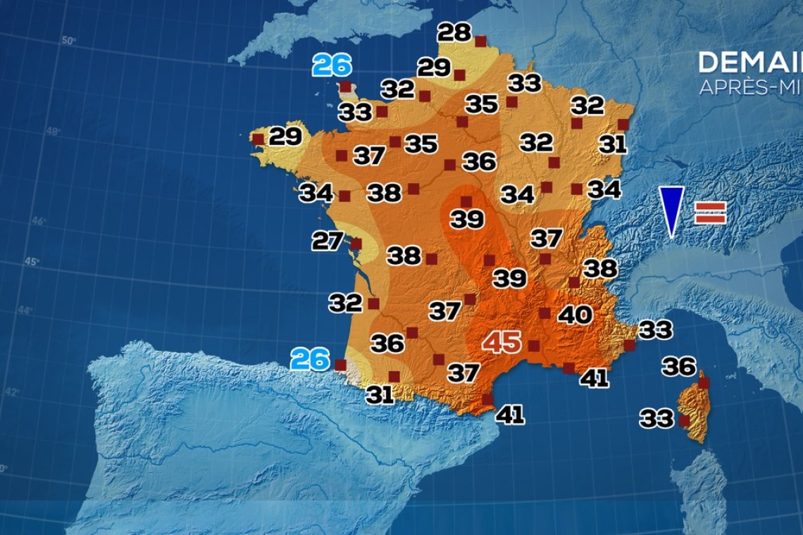 La Météo du Lundi 12 Août : Journée Caniculaire en France