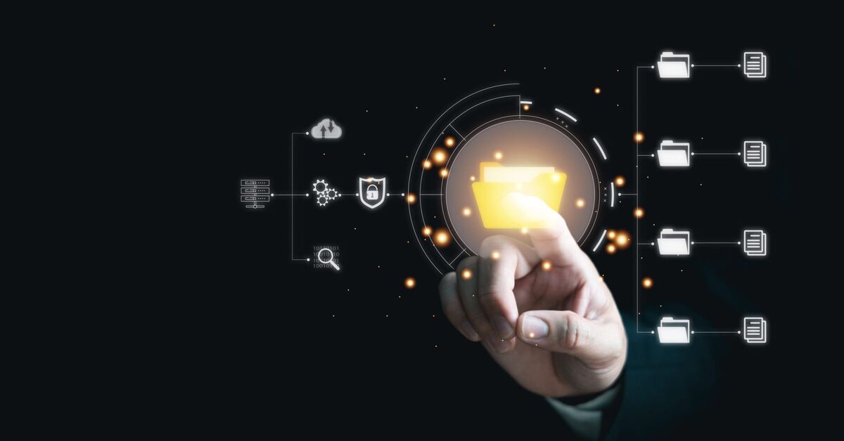 Document Management System (DMS) concept. Enterprise Content Management (ECM), Digital Transformation, ready to enter the Digital Workflow completely.