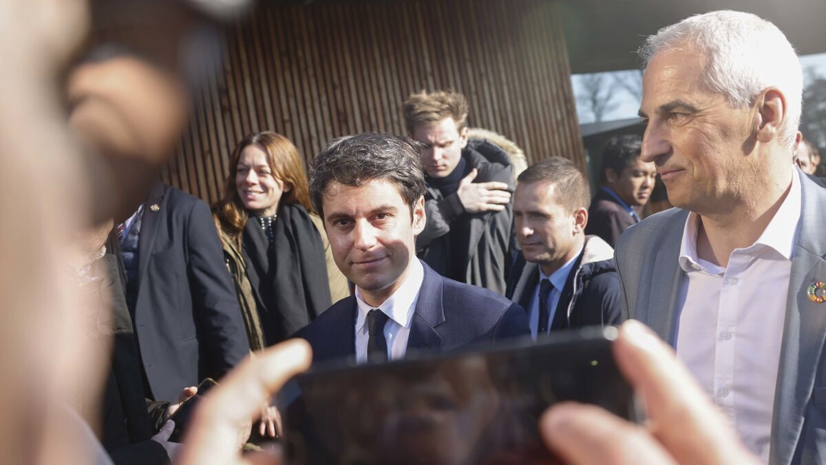 Orliénas, Rhône,, France, le 20 janvier 2024. Gabriel Attal, le premier ministre a fait un déplacement dans le Rhône. Il a participé aux voeux du Maire de Orliénas.Photo : LP /Olivier Corsan