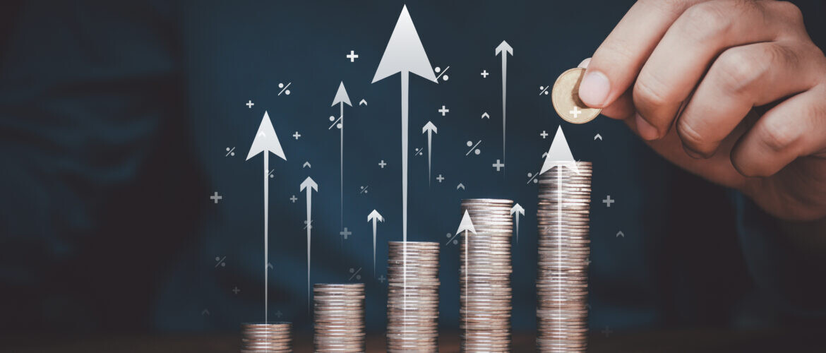 interest rate increase percent, finance interest back rate increase with percent, icon, coin, saving, deposit.