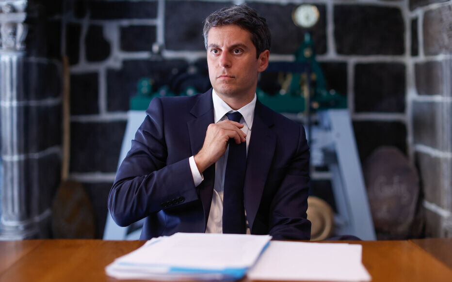Mur-de-Barrez, Aveyron, France, le 22 mai 2026. Gabriel Attal a déclaré sa candidature à l'élection présidentielle 2027 à Mur-de-Barrez.photo : LP / Olivier Corsan