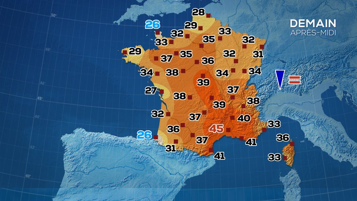 La Météo du Lundi 12 Août : Journée Caniculaire en France